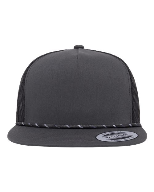 YP Classics 6006BD Classic Five-Panel Trucker Rope Cap - Charcoal/ Black